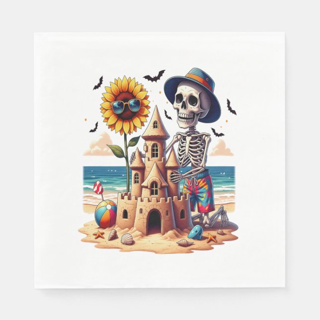 Serviette En Papier Squelette cool à la plage (Devant)