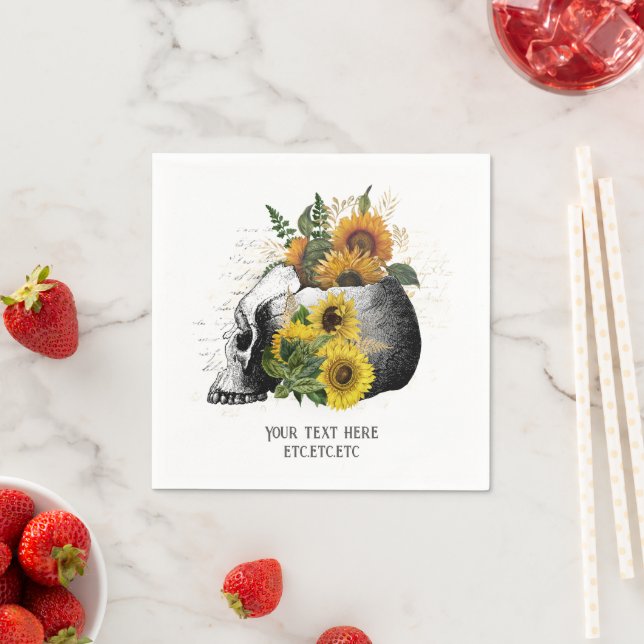 Serviette En Papier Squelette de tournesol gothique (En situation)