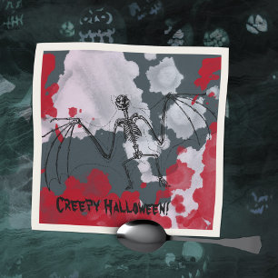 Serviette En Papier Squelette déplaisante de chauve-souris d'Halloween