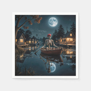 Serviette En Papier Squelette d'Halloween dans une barque
