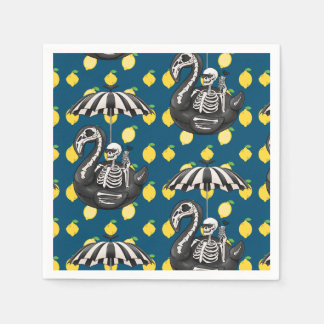 Serviette En Papier Squelette éffrayant de Summerween avec citrons