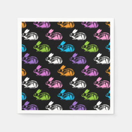 Serviette En Papier Squelette éffrayant Squelette lapin de Pâques Moti