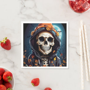 Serviette En Papier Squelette grimaçant Halloween