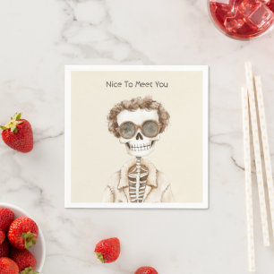 Serviette En Papier Squelette Lunettes Grand Sourire Enchanté