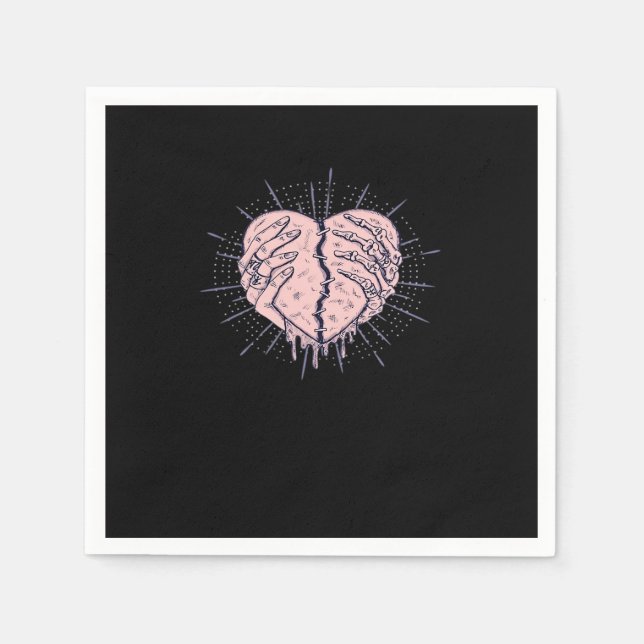Serviette En Papier Squelette Main Avec Coeur Classique (Devant)