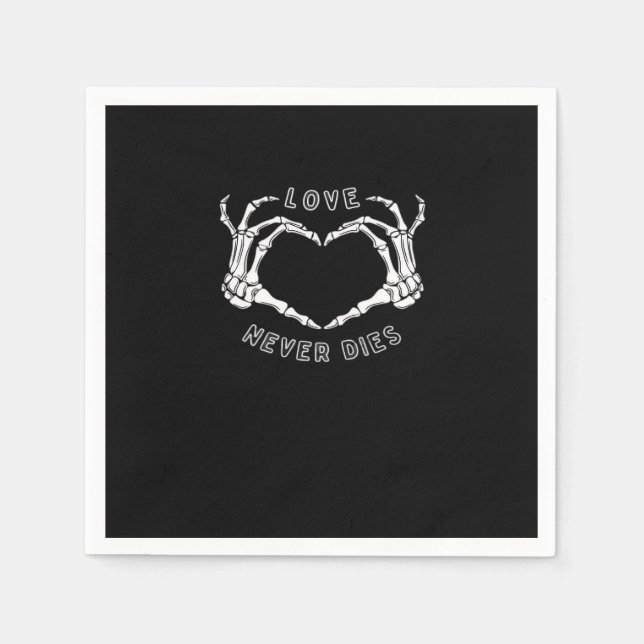 Serviette En Papier Squelette Mains Coeur Drôle & Classique (Devant)