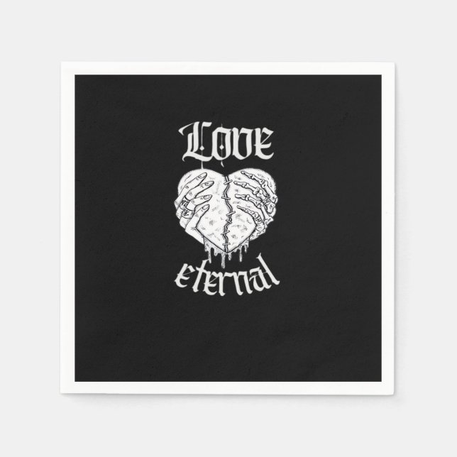 Serviette En Papier Squelette Mains Coeur Gothique Classique (Devant)