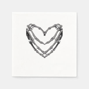 Serviette En Papier Squelette Mains Coeur Signer Retro Costume Hallowe