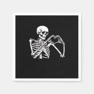 Serviette En Papier Squelette Mains de coeur Signer Costume d'Hallowee