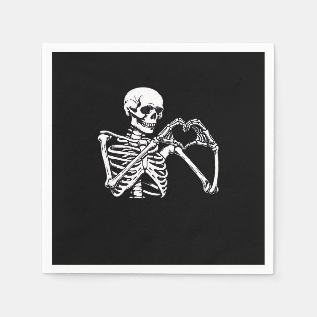 Serviette En Papier Squelette Mains de coeur Signer Costume d'Hallowee (Devant)