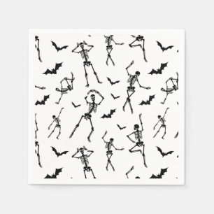 Serviette En Papier Squelettes d'Halloween et chauves-souris imprimer 