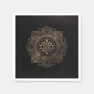 Serviette En Papier Sri Yantra / Sri Chakra en lotus dorés