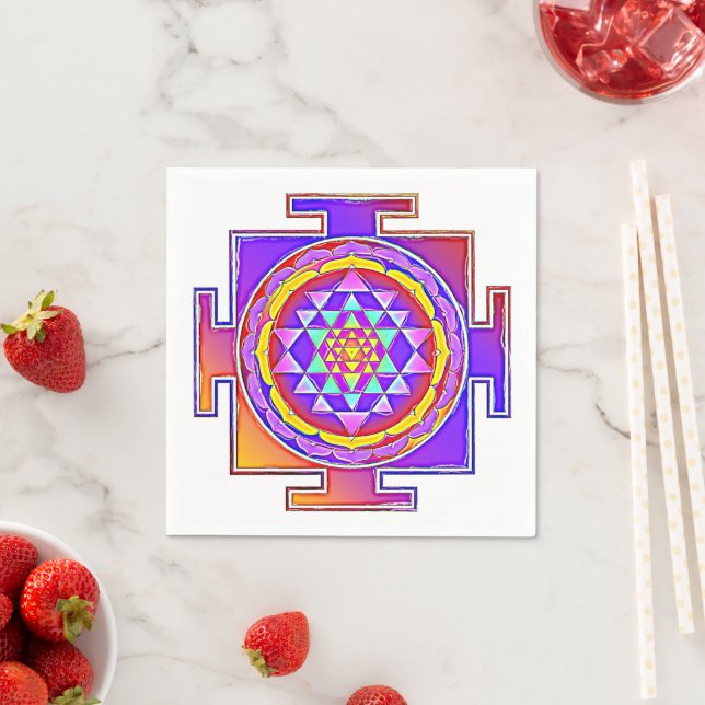 Serviette En Papier Sri Yantra - Symbole hindouiste Design 1 (En situation)