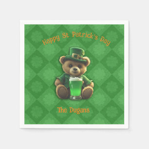 Serviette En Papier St. Patirck's Day Irlandais Teddy Bear