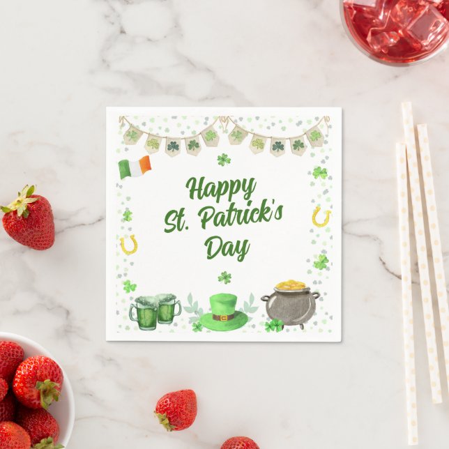 Serviette En Papier St patrick aquarelle (En situation)