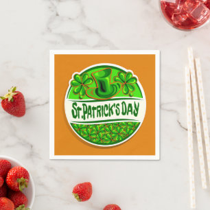 Serviette En Papier St Patrick's Day Casquette Shamrocks vert orange p