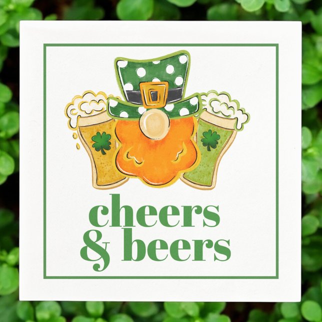 Serviette En Papier St Patrick's Day Cheers and Beers Leprechaun Party (Créateur téléchargé)