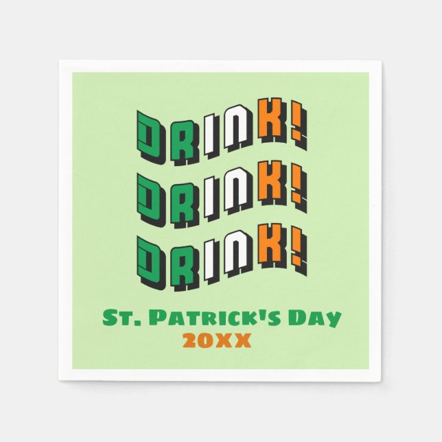 Serviette En Papier St. Patrick's Day Drink Drôle irlandais (Devant)