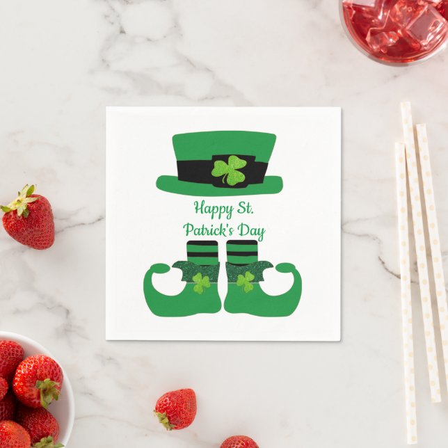 Serviette En Papier St. Patrick's Day, Irlandais, Leprechaun, Parti Ve (En situation)