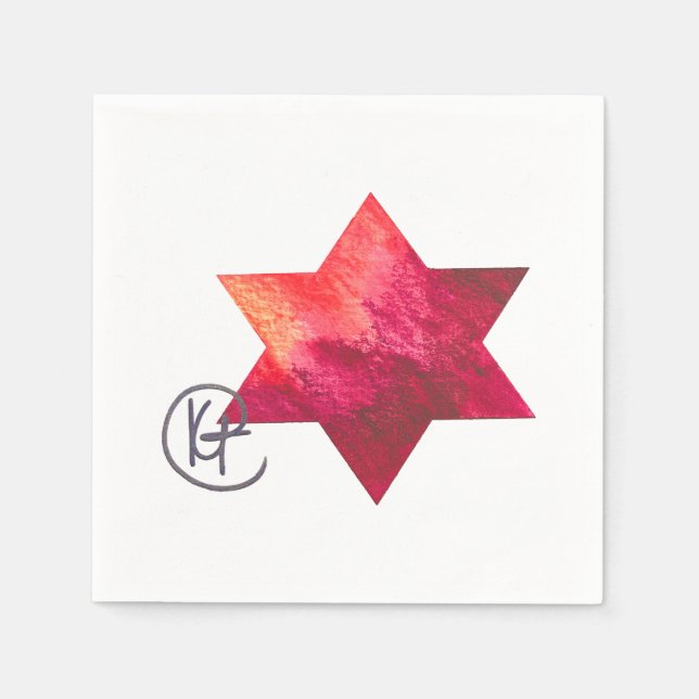 Serviette En Papier Star juive Coeur du feu Art (Devant)