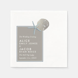 Serviette En Papier Starfish and Sand Dollar - Mariage plage