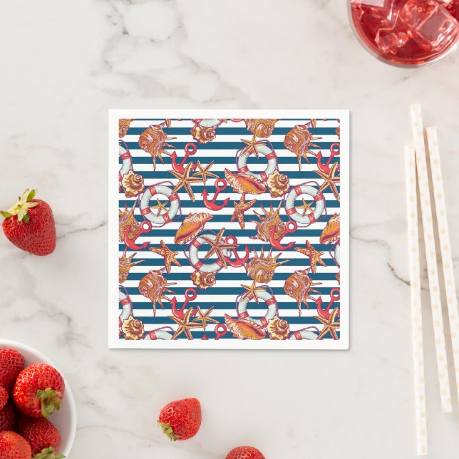 Serviette En Papier Starfish and Stripes (En situation)