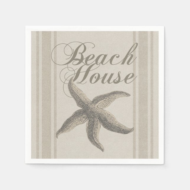 Serviette En Papier Starfish Beach House Plage Côté Côte (Devant)