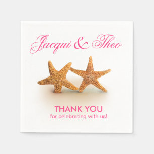 Serviette En Papier Starfish Couple à la Beach Party   fuchsia