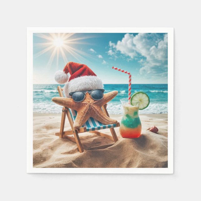 Serviette En Papier Starfish de Noël avec Cocktail (Devant)
