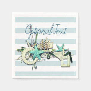 Serviette En Papier Starfish, Fishing Net & Tall Ship Nautique