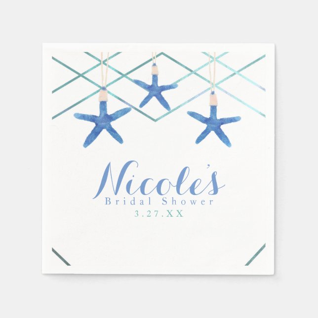 Serviette En Papier Starfish & Modern Lines Élégante plage personnalis (Devant)