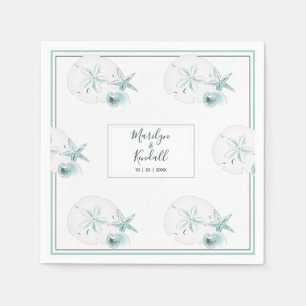 Serviette En Papier Starfish Shells Moderne Elegant Beach Wedding Part