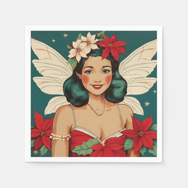 Serviette En Papier Starlet Retro les années 50 Tropical Christmas Pin (Devant)