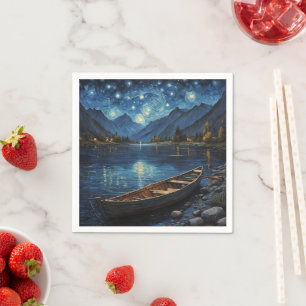 Serviette En Papier "Starlit Drift : Pêcher sous le Cosmos