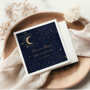 Serviette En Papier Stars de la lune bleue de minuit Quinceanera