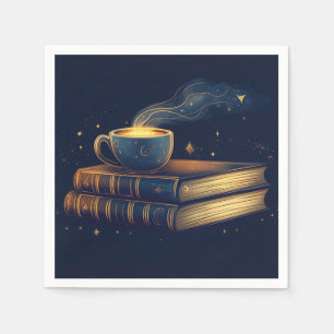 Serviette En Papier Stars magiques et café avec livres