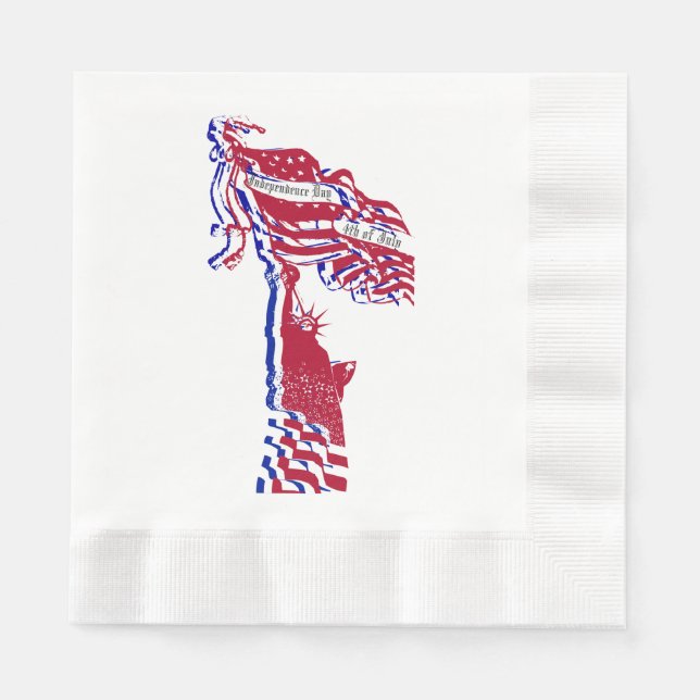 Serviette En Papier Statue de la Liberté drapeau américain et votre te (Devant)