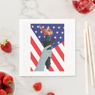 Serviette En Papier Statue de la Liberté Torch avec drapeau américain