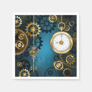 Serviette En Papier Steampunk Arrière - plan turquoise avec Gears