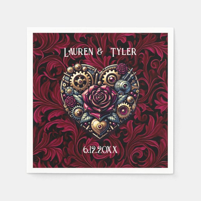 Serviette En Papier Steampunk Gothique Mariage à thème personnalisé (Devant)