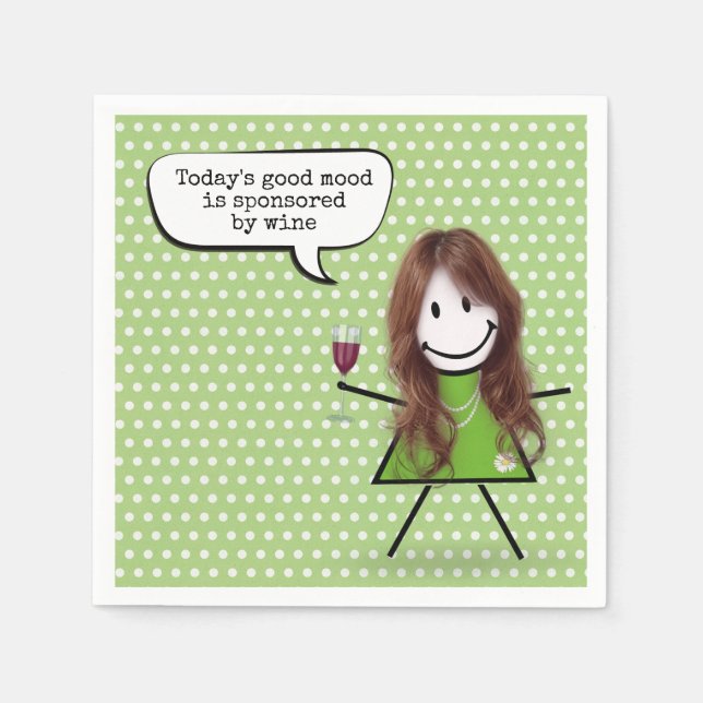 Serviette En Papier Stick Girl with Wine and Quote (Devant)