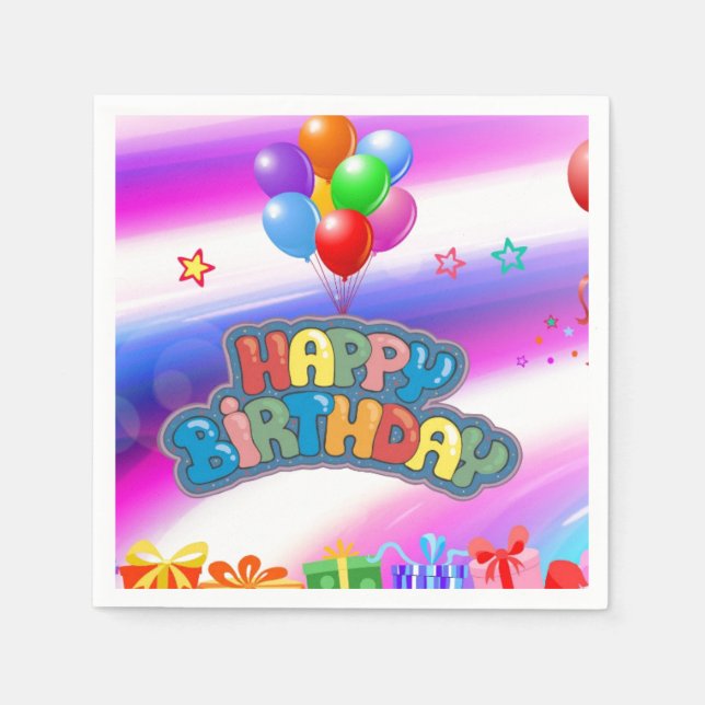 Serviette En Papier Sticker Carré Plaques Papier Anniversaire (Devant)