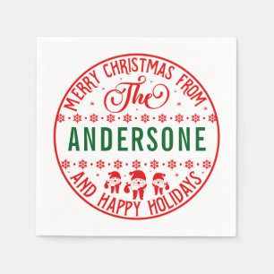 Serviette En Papier Stickers Joyeux Noël   Festif Étiquettes de vacanc