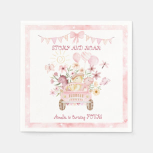 Serviette En Papier Stompe rose et 4ème dinosaure de la ruelle