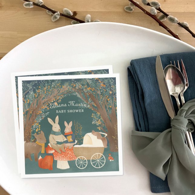 Serviette En Papier Storybook Woodland Friends Baby shower (Créateur téléchargé)