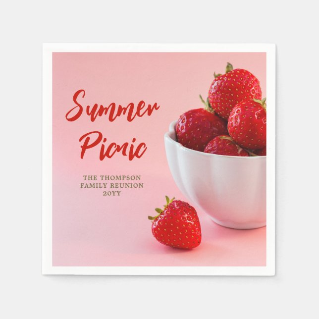 Serviette En Papier Strawberry Fruits Pic Summer Picnic Family Reunion (Devant)