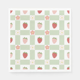 Serviette En Papier Strawberry Gingham First Birthday Luncheon
