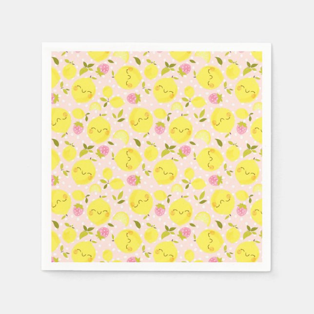 Serviette En Papier Strawberry Lemon Pink (Devant)