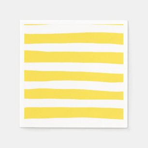 Serviette En Papier Stripes inégales - Citron jaune et blanc