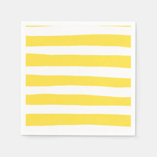 Serviette En Papier Stripes inégales - Citron jaune et blanc